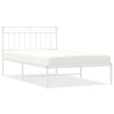 Metal Bed Frame without Mattress with Headboard White 100x200cm 373735