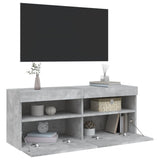 TV Wall Cabinet with LED Lights Concrete Grey 100x30x40 cm 837214