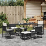 ZNTS 7 Piece Garden Dining Set with Cushions Black Poly Rattan 369009