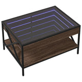 ZNTS Coffee Table with Infinity LED Brown Oak 70x50x38 cm 847706