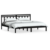 3100613 Bed Frame without Mattress Black Solid Wood 200x200 cm