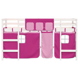 ZNTS Kids' Loft Bed with Curtains without Mattress Pink 90x200cm 3206969