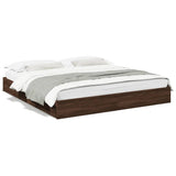 Bed Frame with Drawers without Mattress Brown Oak 200x200 cm 3280635