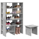 Shoe Cabinet with Shelf 2 pcs Concrete Grey Engineered Wood 8000383