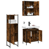 3 Piece Bathroom Cabinet Set Smoked Oak Engineered Wood 3214762