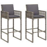 3 Piece Garden Bar Set with Cushions Grey Poly Rattan Acacia 3328897