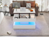 Modern Coffee Table with LED Lighting and Hidden Storage Space - Side Table with Hydraulic Lift, N605P417277W