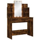 Dressing Table with LED Lights Smoked Oak 96x40x142 cm 837897