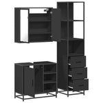 ZNTS 3 Piece Bathroom Furniture Set Black Engineered Wood 3301145