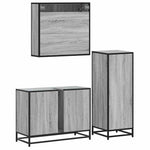 ZNTS 3 Piece Bathroom Furniture Set Grey Sonoma Engineered Wood 3301053