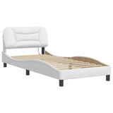 ZNTS Bed Frame with LED without Mattress White 90x190 cm Single 3213900