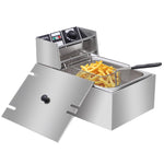 ZNTS EH81 2500W 220-240V 6.3QT/6L Stainless Steel Single Cylinder Electric Fryer UK Plug 56252372
