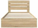 Bed Frame Sonoma Oak and Silver 75 x 190 cm Engineered Wood 3412029