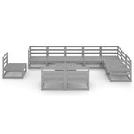 ZNTS 11 Piece Garden Lounge Set Grey Solid Pinewood 3075801