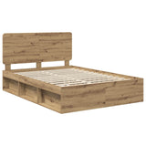 Bed Frame Artisian Oak 140 x 190 cm Solid Pine Wood 3412496