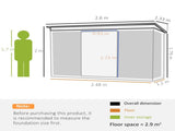 8.5 x 4ft Metal Shed with Lightsky Panels, Garden Storage Tool House with Double Doors for Garden, T3398P318750