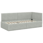 Corner Bed Frame with Headboard Light grey 90 x 190 cm Velvet 42016256