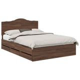 Bed Frame with Drawer Brown Oak 140 x 190 cm Engineer Wood 3413421