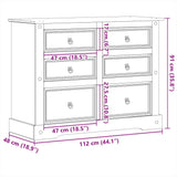Chest of Drawers Corona 112x48x91 cm Solid Wood Pine 4005677