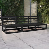Garden 3-Seater Sofa Black Solid Pinewood 3075303