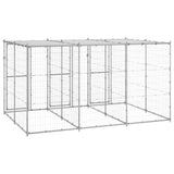 Outdoor Dog Kennel Galvanised Steel with Roof 7.26 m 3082272