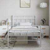 Metal Bed Frame without Mattress with Footboard White 100x200cm 355721