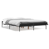 ZNTS Bed Frame Black 120x200 cm Engineered Wood and Metal 845021