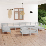 13 Piece Garden Lounge Set White Solid Wood Pine 3083460