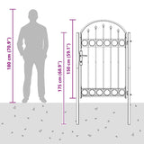 Fence Gate ASSEN 100 x 150 cm Powder-Coated Steel Grey Lockable 42008927
