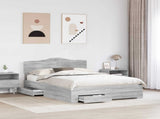 Bed Frame with Drawer Grey Sonoma 160 x 200 cm Engineered Wood 3413173