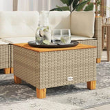 Garden Table Beige 55x55x36 cm Poly Rattan Acacia Wood 365910
