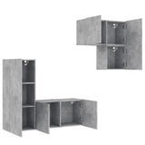 4 Piece TV Wall Units Concrete Grey Engineered Wood 3216431