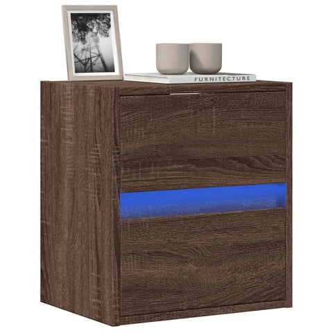 ZNTS TV Wall Cabinet with LED Lights Brown Oak 41x31x45 cm 852283