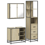 3 Piece Bathroom Furniture Set Sonoma Oak Engineered Wood 3301146