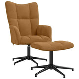 Relaxing Chair with a Stool Brown Velvet 328114
