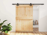 Sliding Door Natural and Black 100 x 210 cm Solid Pine Wood 3445066