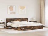 Bed Frame with Drawer Smoked Oak 180 x 200 cm Engineered Wood 3410865
