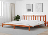 Bed Frame Wax Brown 205.5 x 185.5 x 100 cm Solid Pine Wood 3418146