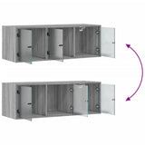 Wall Cabinet with Glass Doors Grey Sonoma 102x37x35 cm 836516