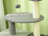 Enclosed Cat Litter Box with Cat House, Cat Bed, Scratching Posts, Platforms, for Indoor Cats - Grey T3398P349988