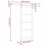 Sliding Door Natural and Black 86 x 211 cm Solid Pine Wood 3333204