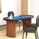 ZNTS 10-Player Poker Table with Chip Tray Blue 160x80x75 cm 80407