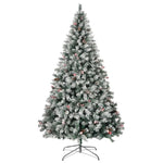 ZNTS 6 FT Artificial Snow Tipped Christmas Tree with DIY 100 Warm Lights Battery Operated, Hinged Xmas 88965104