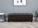 PU Leather Storage Ottoman Bench Storage Chest Tufted Ottoman Cube w/ Flipping Top 92L x 40W x 40H T3398P328176