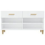 Shoe Cabinet High Gloss White 102x35x55 cm Engineered Wood 812822