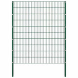 Fence Panel with Posts Iron 522x200 cm Green 278681