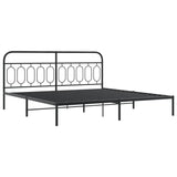 Metal Bed Frame without Mattress with Headboard Black 200x200cm 377124