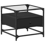 ZNTS Coffee Table with Glass Top Black 50x50x45 cm Steel 846049