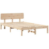 Bed Frame with Headboard Natural 140 x 190 cm Solid Pine Wood 872110