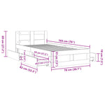 Bed Frame with Headboard without Mattress Smoked Oak 75x190 cm Small Single 3295622